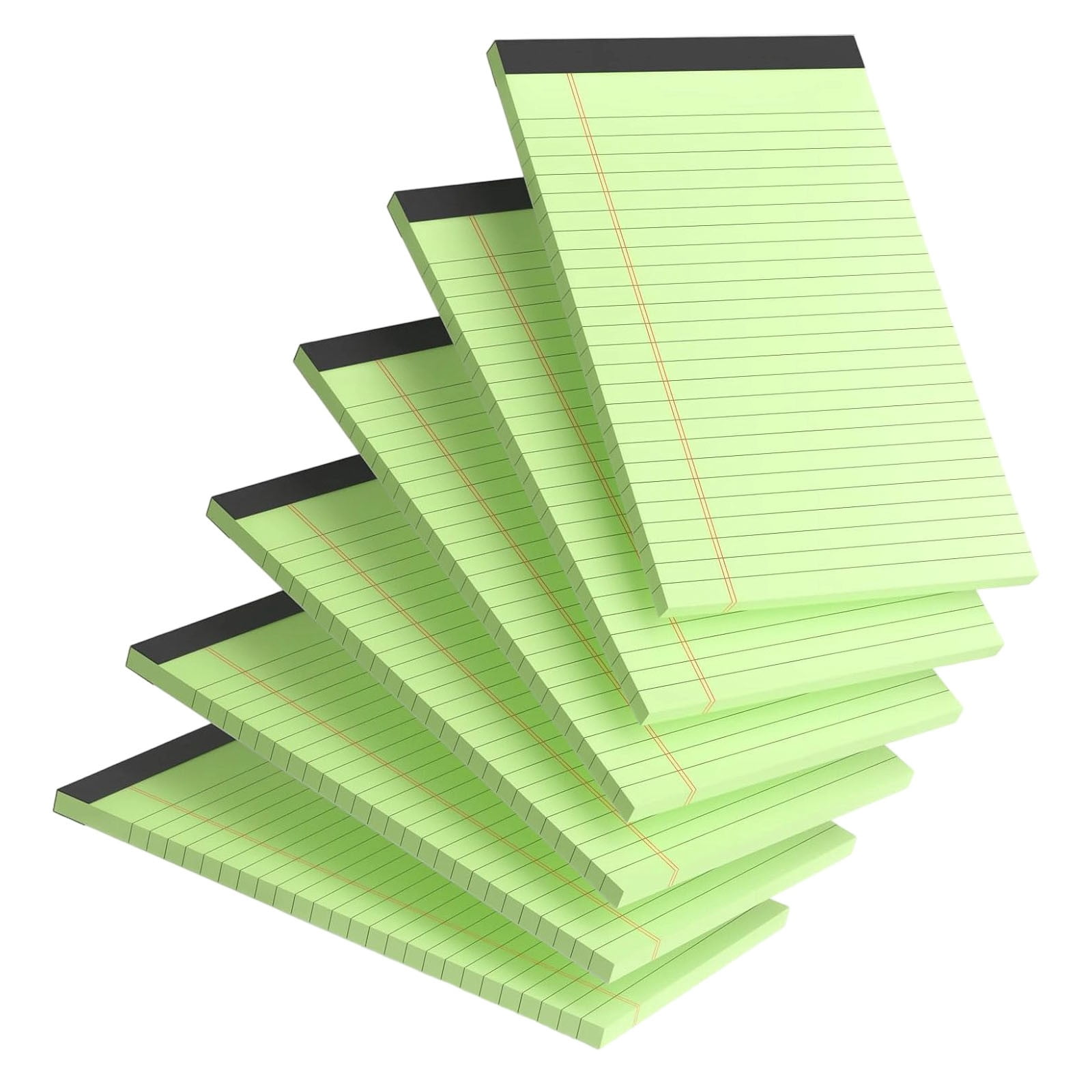 6 Pack 8x5 Colored Legal Pads, College Ruled Note Pad Writing Pads Lined Paper Pads Perforated Notepads for To-Do Lists Note Taking, 50 Sheets 80gsm Thick No Ink Bleed Easy Tear Sturdy Backing,Green