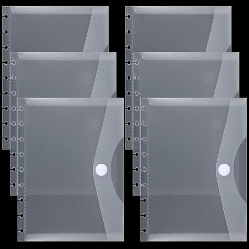6 Pack 9 Disc Medium Size Envelope Pocket Dividers 7 x 9.25 Inch Discbound Notebook Planner Binder Envelopes Discbound Pocket Dividers Supplies for School Office Home Work Organizer
