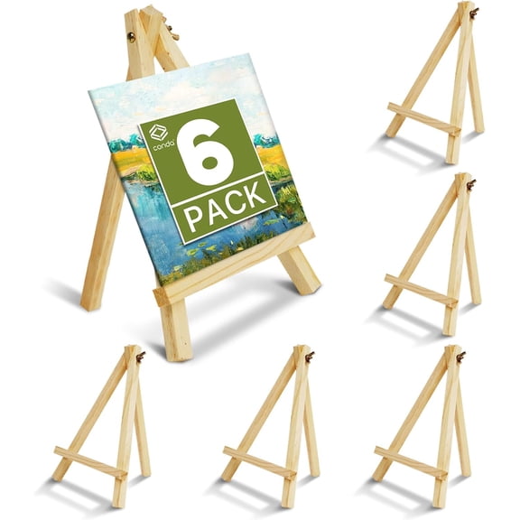 6 Pack 9 Inch Mini Wooden Display Easels, A-Shaped Mini Easel Stand for Small Painting, Painting Party Easel for DIY Crafts, Photos, Gift, Decoration