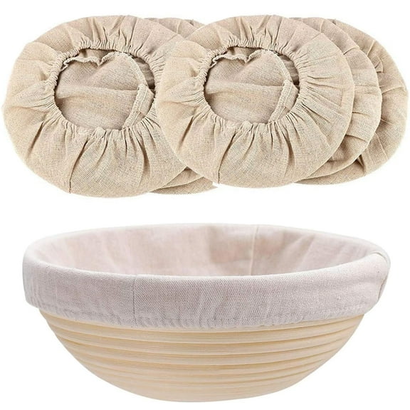 6 Pack 9 Inch Proofing Bread Basket Cloth,Breathable Liner Cotton Flax Bread Basket Liner Cloth,Baking Dough Basket Cover,Round Cloth Baking Supplies for Baking