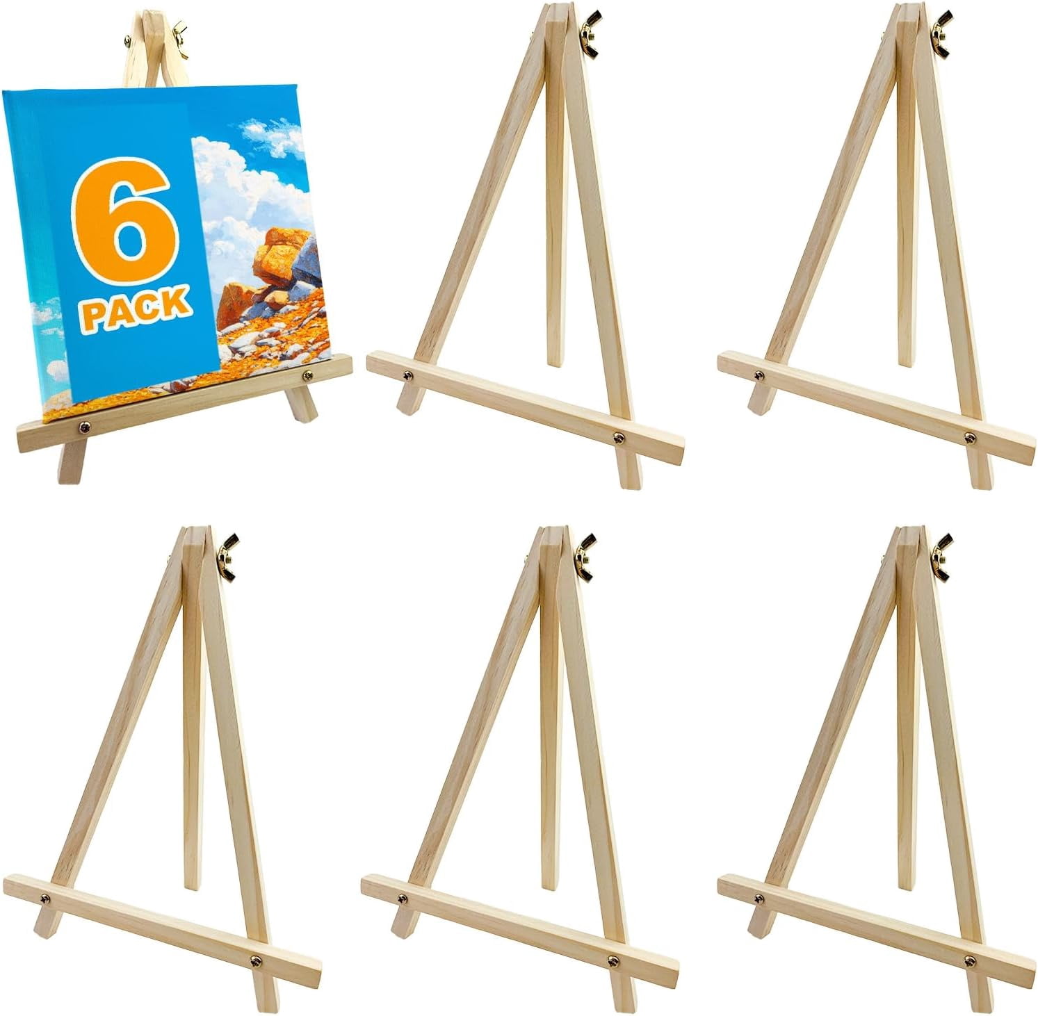 Mini Table Easel 6 Pack 9 Inch Wood Easels, Tripod, Table Top Easels for Painting, Art ...