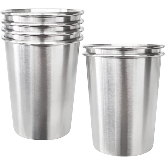 6 Pack 9 oz Stainless Steel Kids Cups, Children's Pint Cups, Stackable Metal Cups, Shatterproof Drinking Glasses