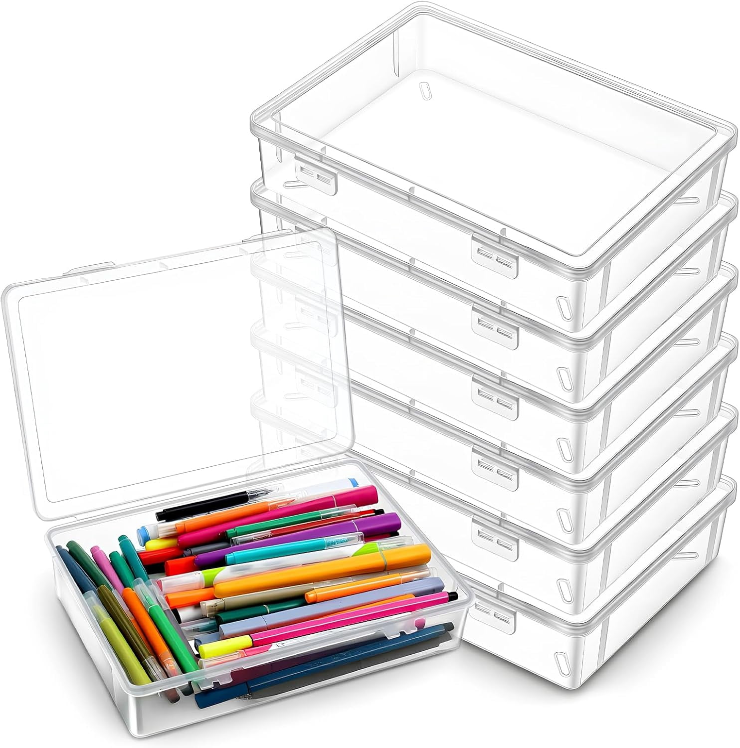 6 Pack 9 x 6.7 x 2 inches Plastic Storage Box with Lid Multipurpose ...