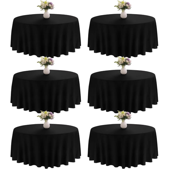 6 Pack 90 Inch Round Black Polyester Tablecloth Bulk Washable Table Covers for Wedding Dining Table Buffet Parties Banquet Decor(Black)