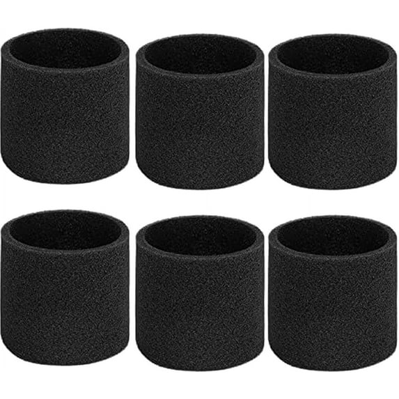 6 Pack 90585 Foam Sleeve Filter – Washable Replacement for Shop-Vac Wet/Dry Vacuums (5+ Gallon), Vacmaster & Genie Models, Compatible with Part #9058500
