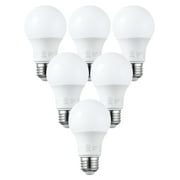 6 Pack A19 LED Light Bulbs 60W Equivalent, UL Listed, Dimmable, 3000K Warm White, E26 Standard Base, Flicker Free