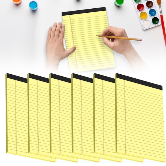 6 Pack A5 Lined Tear-Off Notepads, 50 Sheets Each Writing Pad, Bulk Legal Pads