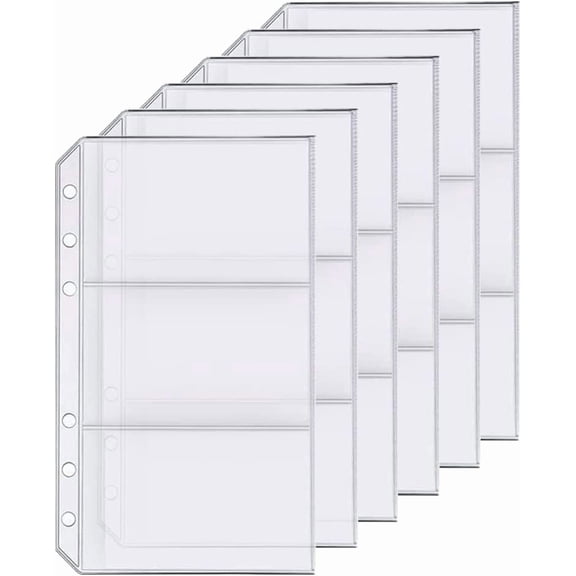 6 Pack A6 Holes Binder Name Card Holder Plastic Business Organizer Coupon Waterproof for Personal Organiser