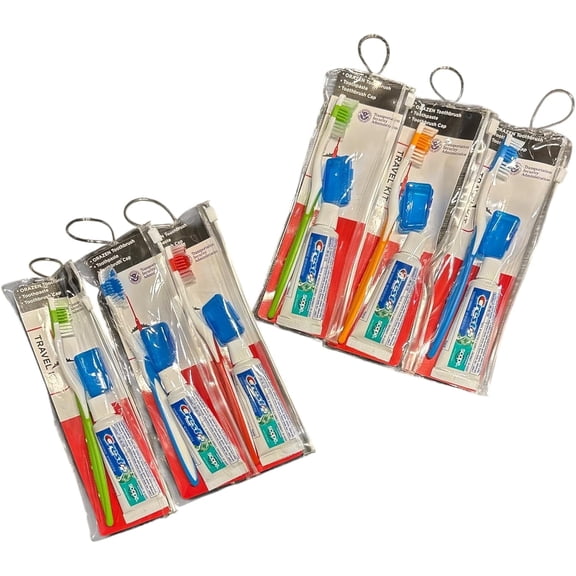 6-Pack Toothbrush Travel Kit with Toothbrush Cap and Toothpaste, Soft Bristles, TSA Compliant