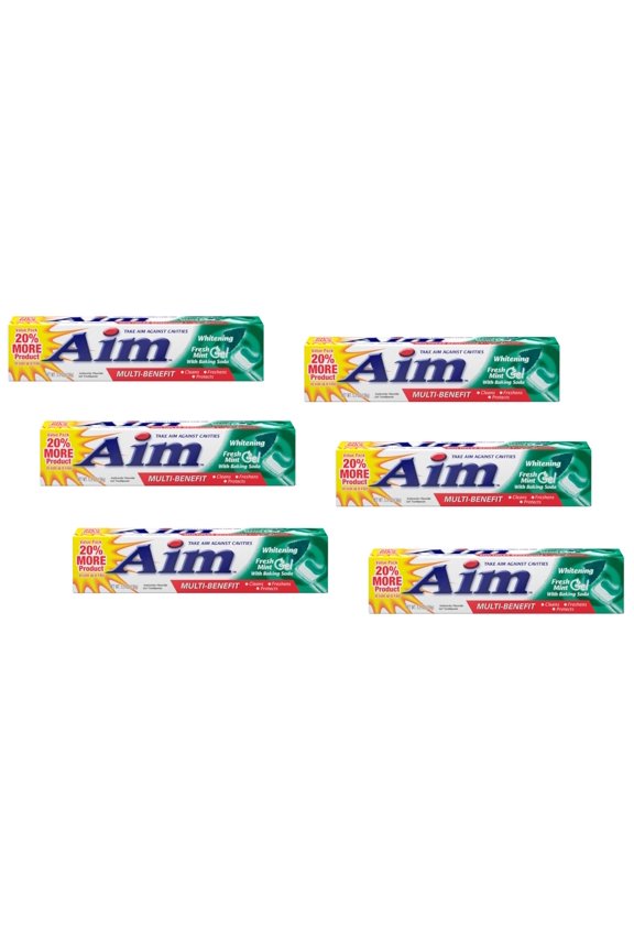 6 Pack - AIM Toothpaste Whitening Fresh Mint Gel 5.5 oz Each
