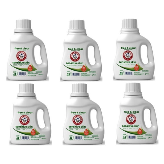 6 Pack - ARM & HAMMER Sensitive Skin Free & Clear, 33 Loads Liquid Laundry Detergent, 33 Fl oz