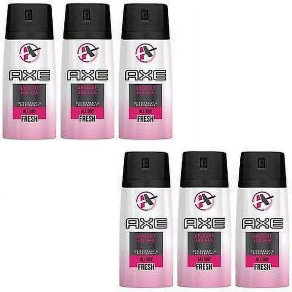 6 Pack AXE Anarchy for Her Deodorant Body spray For Women 4oz