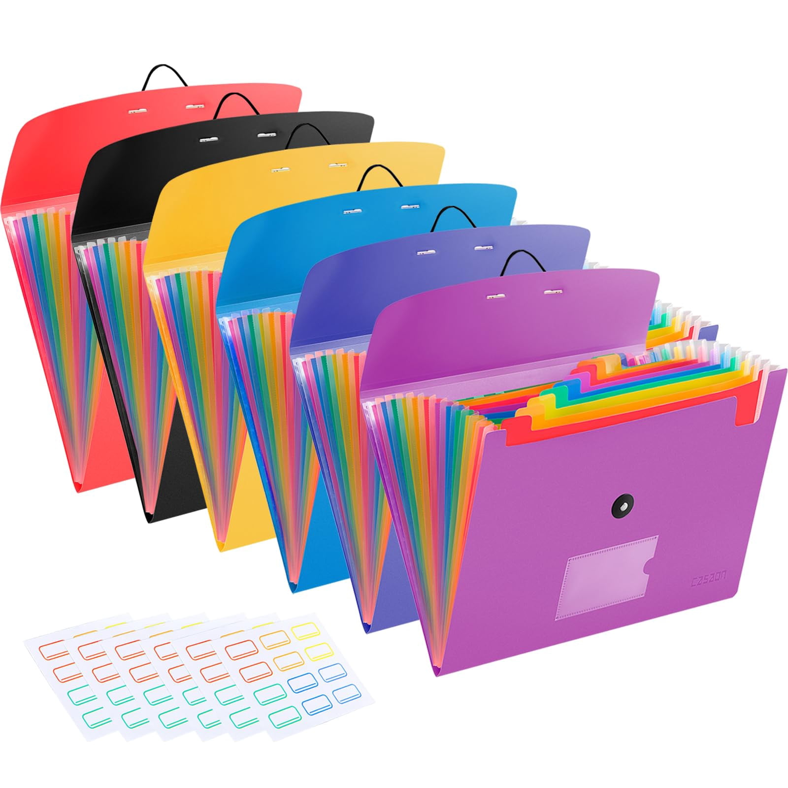 6 Pack Accordion File Organizer Expanding File Folder with 13-Pockets ...