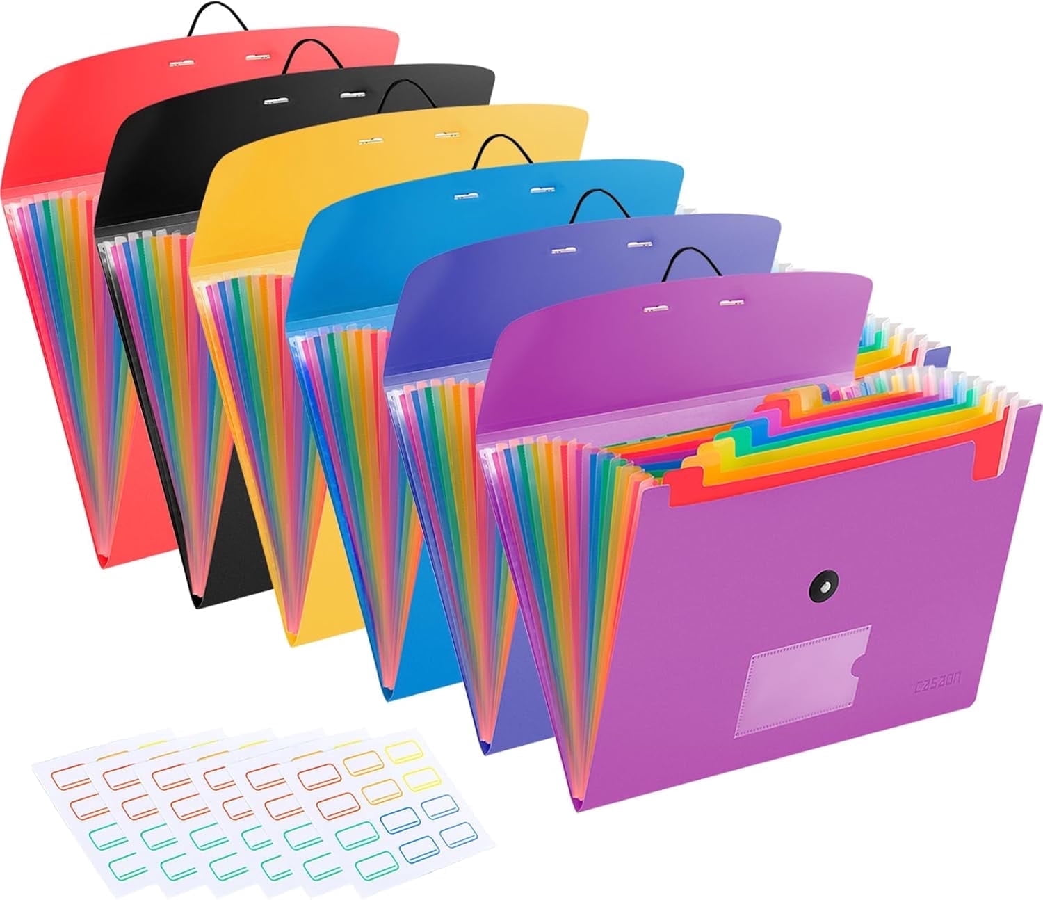Accordion File Folder, 13-Pockets Expandable File Folder for A4 Letter Size Paper, 6 Pack