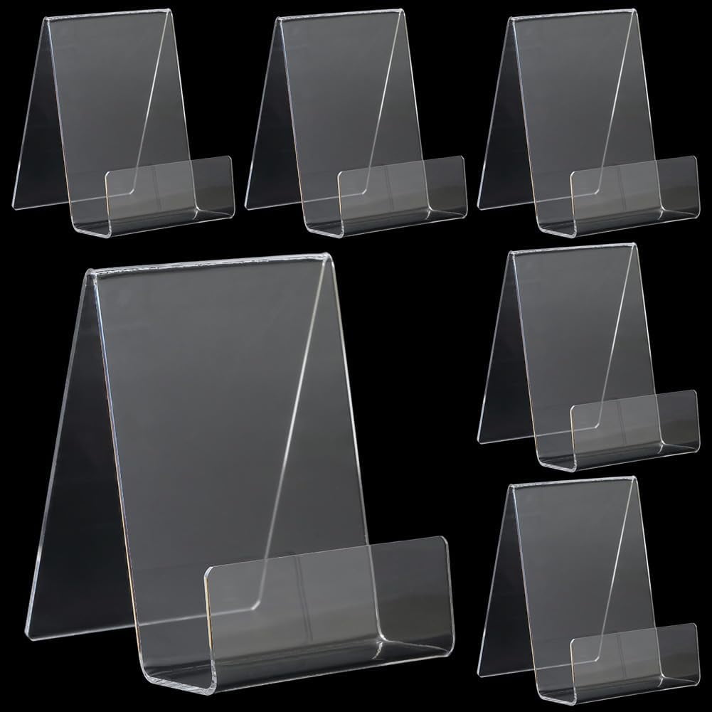6 Pack Acrylic Book Easel Stand Tabletop Book Holder with Ledge 3 x 4 ...