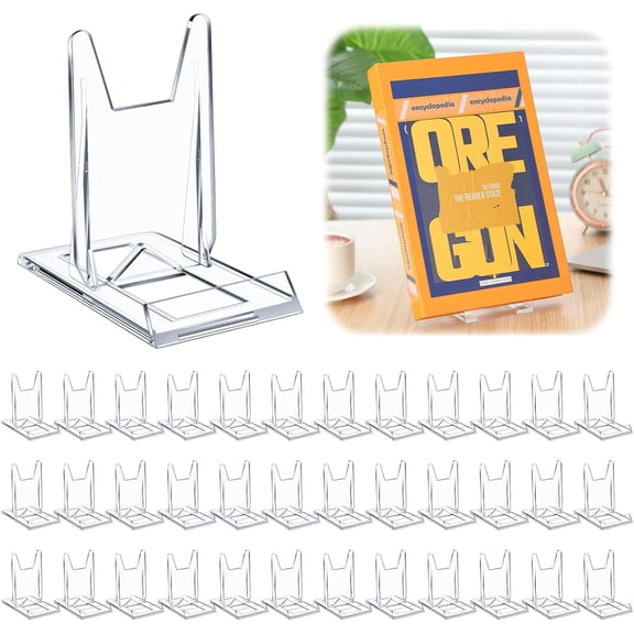 6 Pack Acrylic Book Stand for Display Adjustable Clear Display Holder Easel Collector Stand for Home Office Back to School Comic Album CD Magazine Postcard Artworks (5.91 x 6.1 x 3.15 Inch)