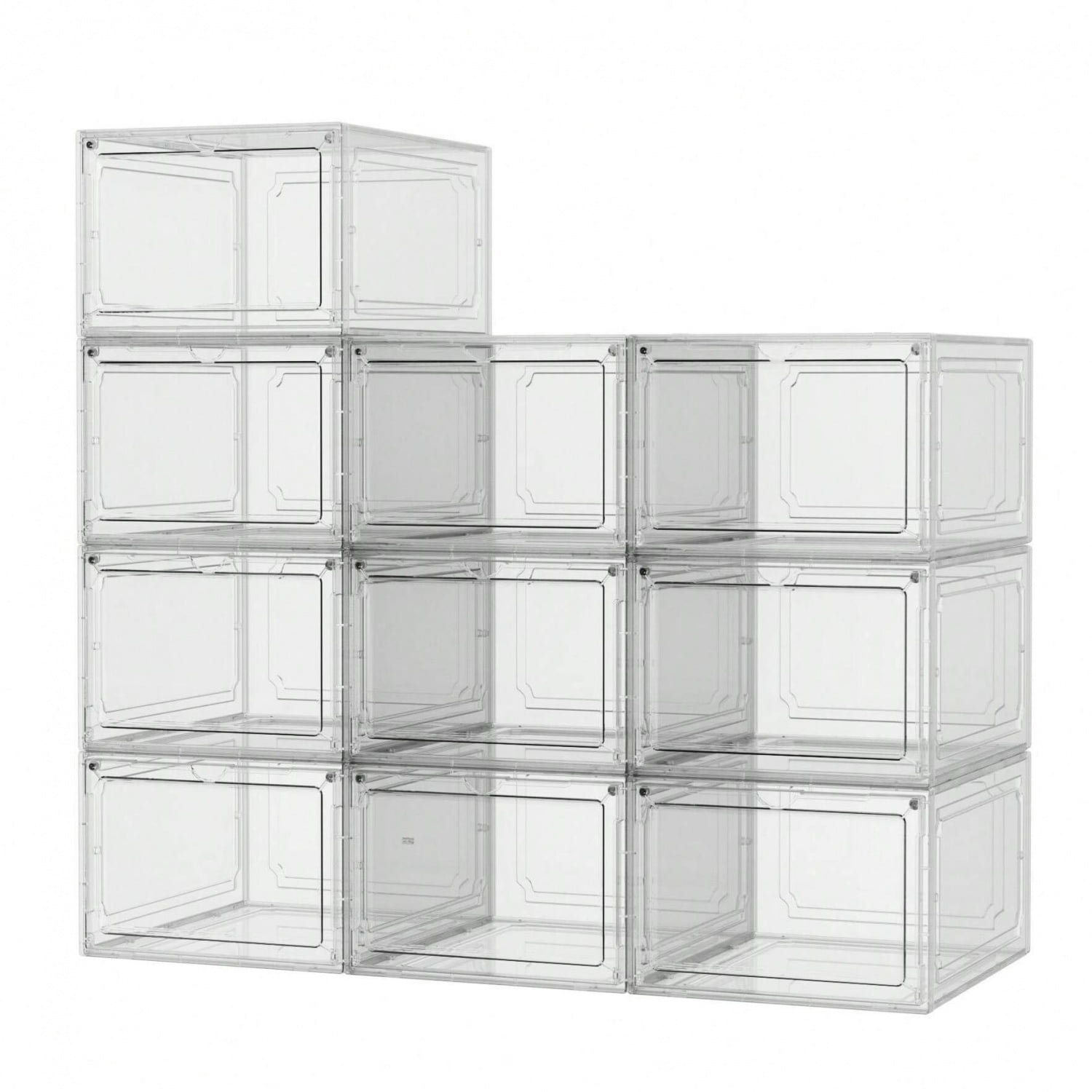 6 Pack Acrylic Clear Plastic Magnetic Stackable Shoe Organizer, Space ...
