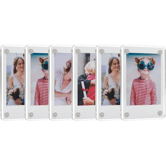 6 Pack- Acrylic Fridge Magnetic Frame, Acrylic Photo Picture Frames,Double Sided Photo Refrigerator Magnet Picture Frame for Fujifilm Instax Mini,Clear Picture Display Frame,2.36 x 3.54 Inch