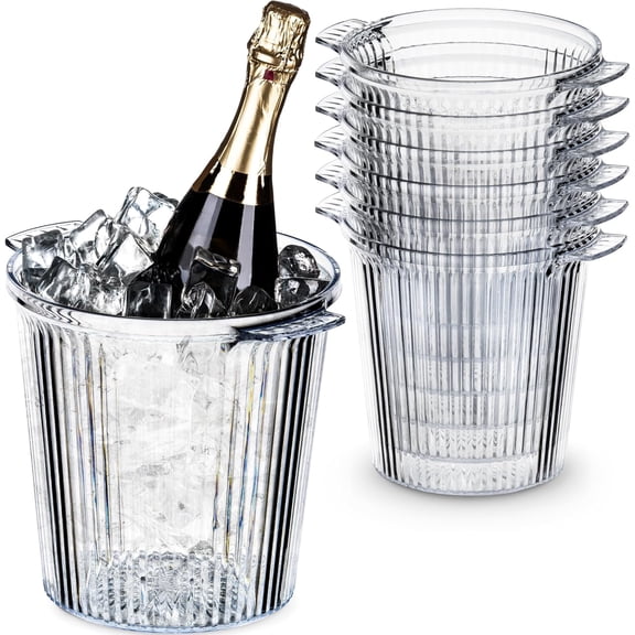 6 Pack Acrylic Ice Buckets with Handles, 2.5 Liter Crystal Clear Wine Buckets, Perfect Champagne Bottle Tubs for Parties (Pack of 6)