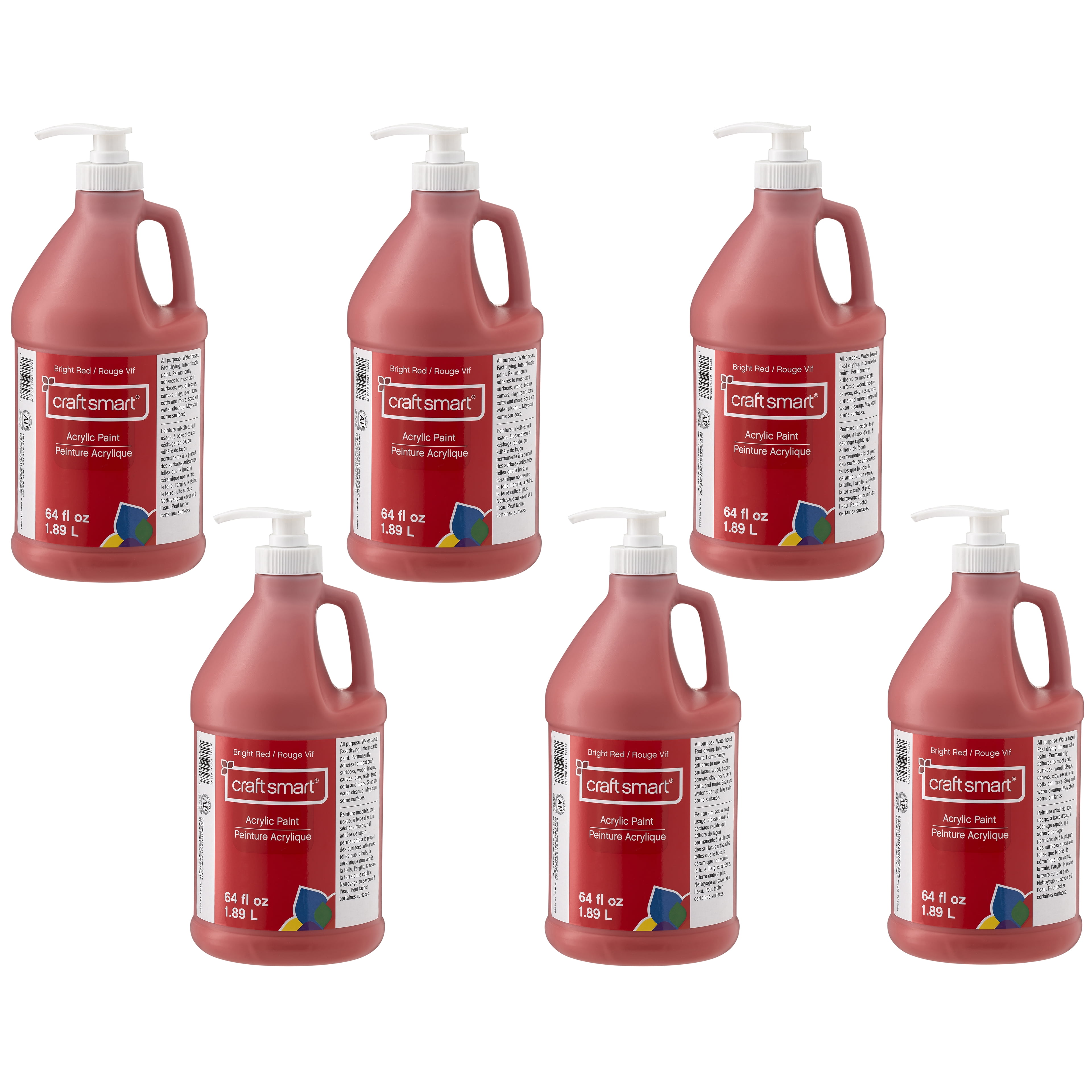 Craft Smart Acrylic Paint, 64oz., 6 Pack