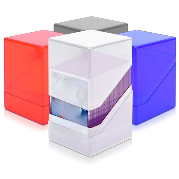 6 Pack Acrylic Trading Card Storage Boxes, Commander Deck Cases Holds 600+ Sleeved Cards with 6 Dividers, Clear Organizer Boxes for Collectible & Sports Cards