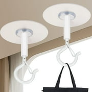 6 Pack Adhesive Ceiling Hooks Super Heavy Duty Stick On Hooks for Hanging Plants Lights Wind Chimes Strong No Drilling Outdoor Sticky Ceiling Hanger(White)