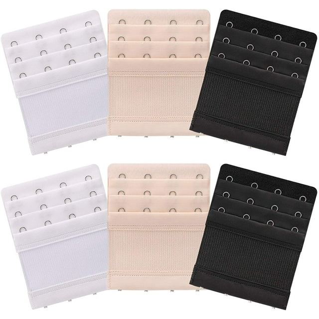 6Pack Adjustable Bra Extenders 4 Hook 3 Row Lady's Bra Extender Bra