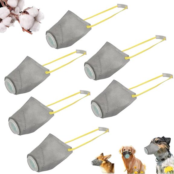6-Pack Adjustable Dog Air Filter Mask for Smoke, Breathable Pet Gas Mask Muzzle for Large Dogs, Reusable (k)