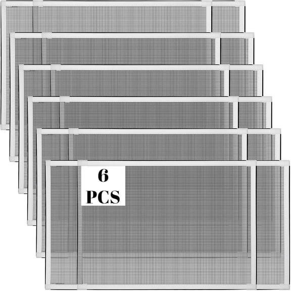 6 Pack Adjustable Expandable Window Screens, 20" H x 28"-54" W, Large Horizontal Sliding Mesh Inserts, Mosquito and Pet Proof Retractable Screen Replacements for Home