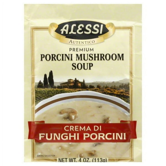 Alessi Autentico Premium Porcini Mushroom Soup Mix, Traditional Italian Crema Di Funghi Flavor, 4 oz Packs, 6 Count