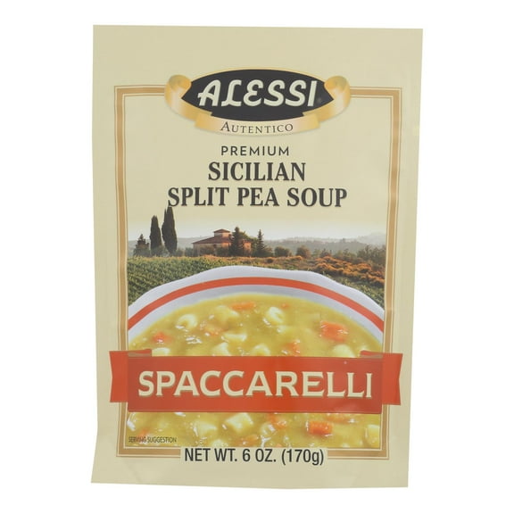 Alessi Autentico Premium Soups, Traditional Flavors, Spaccarelli 6oz (Sicilian Split Pea, Pack of 6)