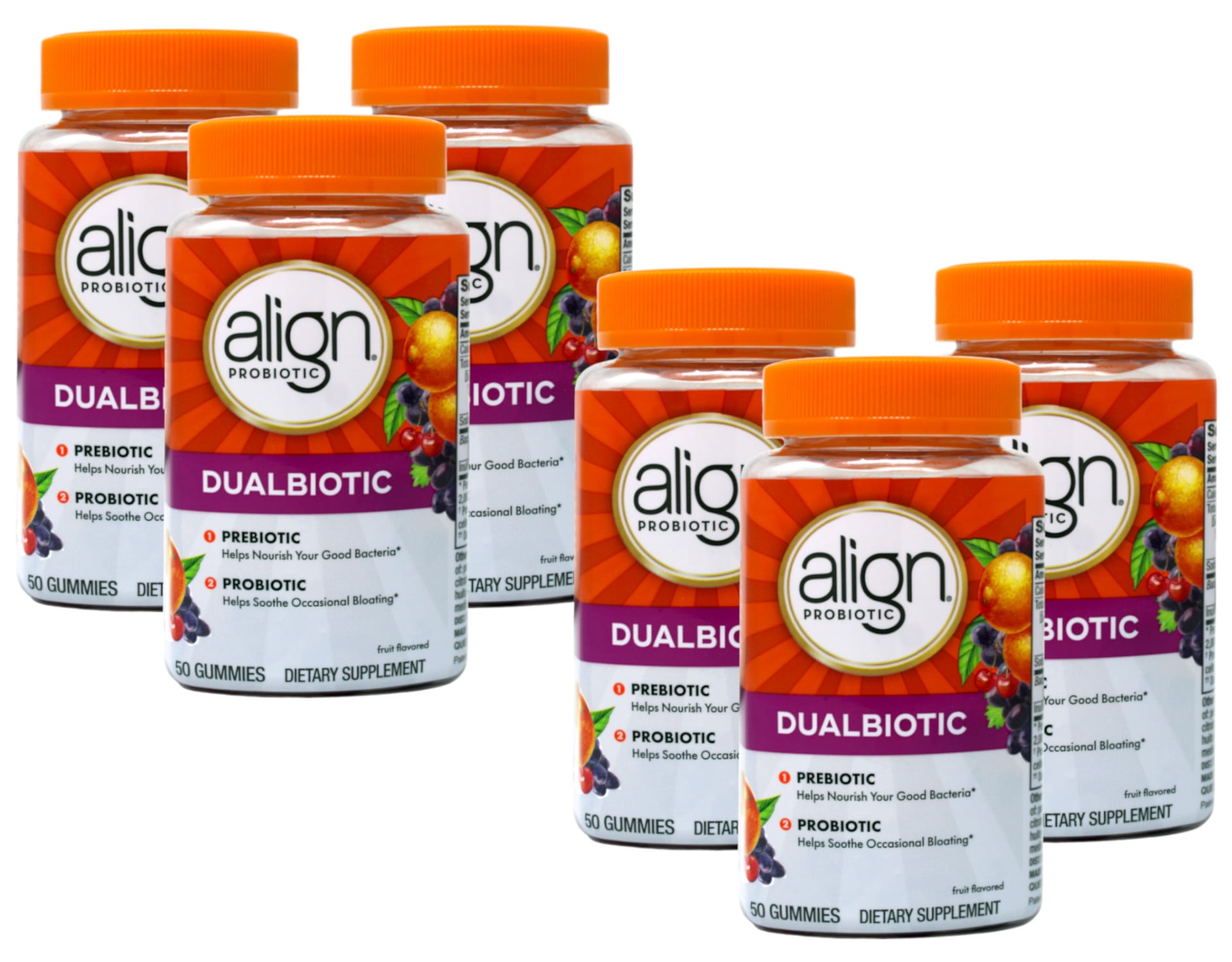 6 Pack - Align Digestive Health Prebiotic + Probiotic Gummies Fruit Flavored - 50 Ct