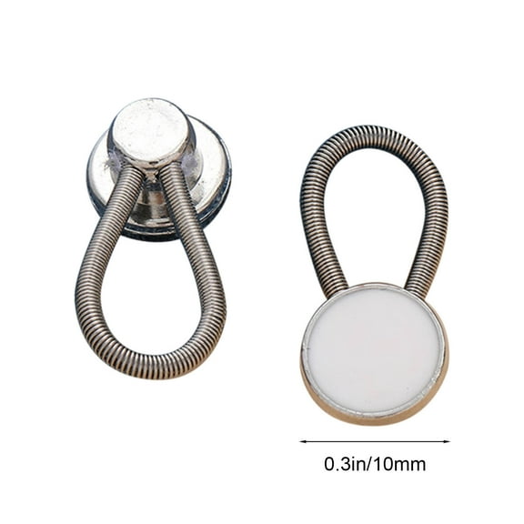 6-Pack Alloy Button Extenders for Jeans, Shirts & Collars - No Sewing Adjustable Waistband Extender, Elastic Button Extender for Pants, Dresses & Trousers, Easy Slide-On Design