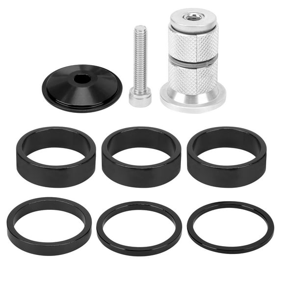 6-Pack Aluminum Alloy Bicycle Headset Spacers, Compatible with Mountain Bikes - Black