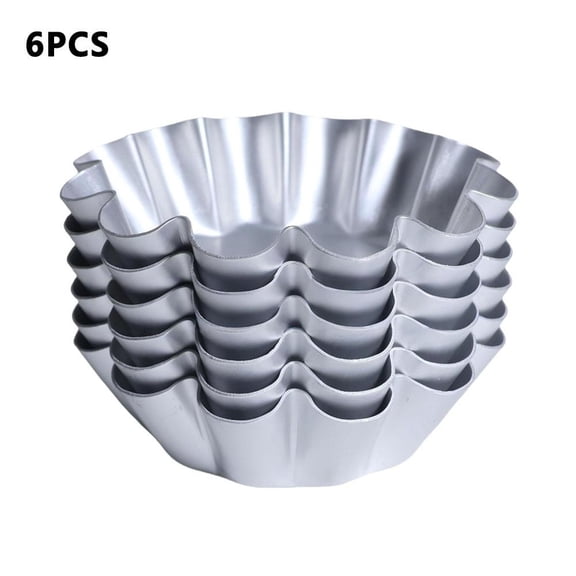 6 Pack Aluminum Alloy Chrysanthemum Egg Tart Molds, Mini Flower Shape Baking Cups for Tarts Cakes Pudding Muffin Dessert Making