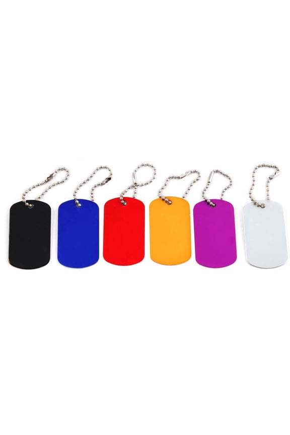 (6 Pack) Aluminum Dog Tag Military GI Blank Key Chain