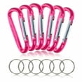 thumbnail image 1 of (6 Pack) Aluminum Multi-Color Carabiner Spring Clip Keychain Pink Large, 1 of 1