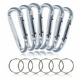 thumbnail image 1 of 6 Pack Aluminum Multi-Color Carabiner Spring Clip Keychain Silver Medium, 1 of 7