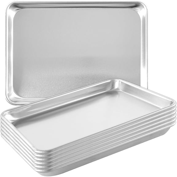 6 Pack Aluminum Quarter Sheet Pan, 13" x 9" Heavy Duty Commercial Baking Tray Reinforced Rim, Warp-Resistant Rust-Free