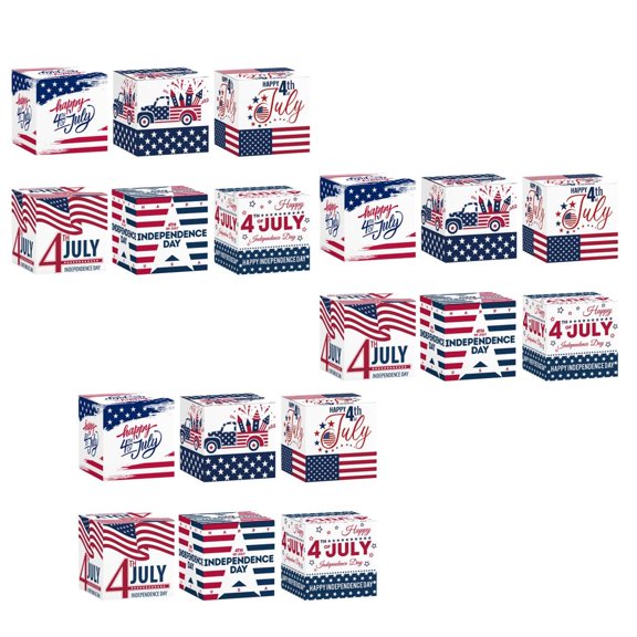 6-Pack American Independence Day 3D Paper Candy Snack Packaging Boxes Decor Props Party Supplies - 18Pcs Happy 4Th Of July Usa Themed Gift Boxes For Independence Day Celebrations,