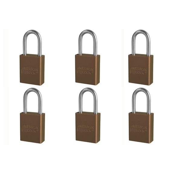 6 Pack American Lock A1106KABRN Padlock With 1 1/2" Solid Aluminum Body 1 1/2" Shackle