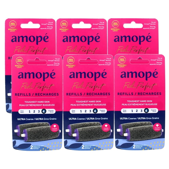 6 Pack - Amope Pedi Perfect Electronic Foot File Refills - Ultra Coarse 4, Removes Hard and Dead Skin, 2 Count