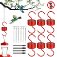 thumbnail image 1 of 6-Pack Ant Moat for Hummingbird Feeders, Red Ant Guard, Hummingbird Feeder Parts, Rustproof S Hooks with Cleaning Brushes and Hanging Chain for Hanging Bird Feeder, 1 of 9
