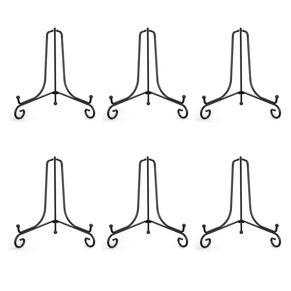 6 Pack Anti-Slip Iron Display Stand, Black Iron Easel Plate Display Photo Holder Stand, Picture Frame Holder Stand for Displaying Pictures, Plates, Books and Arts (12 inch)