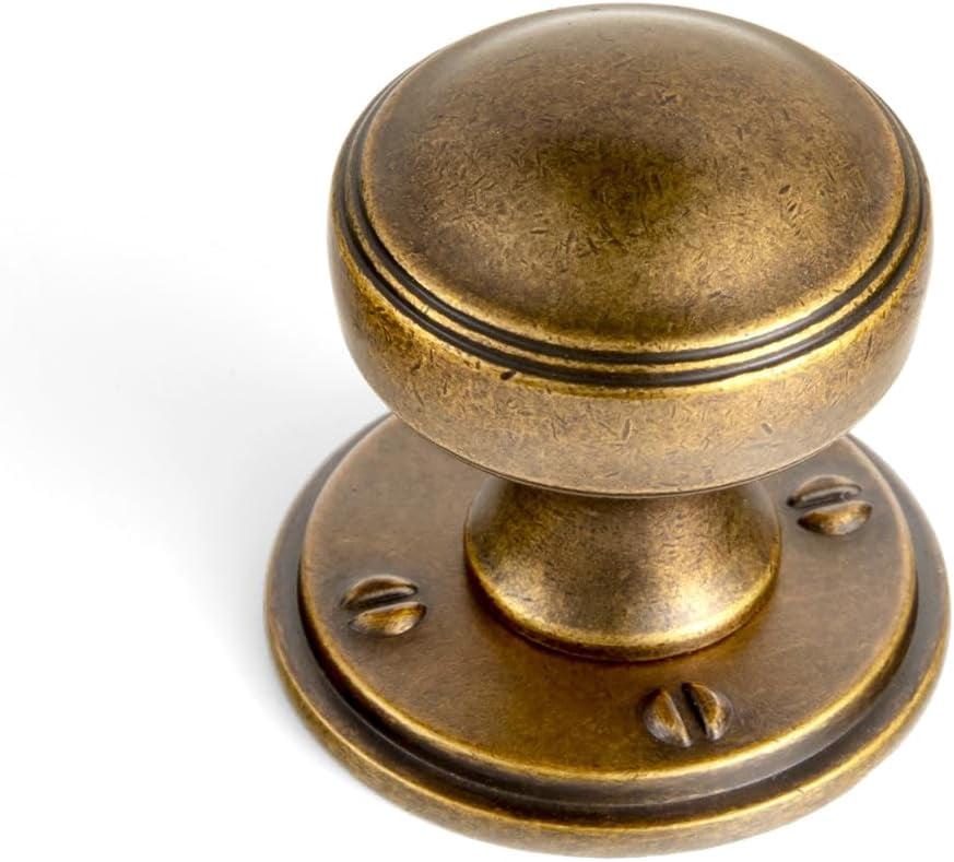 6 Pack Antique Brass Cabinet Knobs with Backplate Zinc Alloy Hardware - Vintage Drawer Knob Single Hole Kitchen Pulls Spacer/Backboard