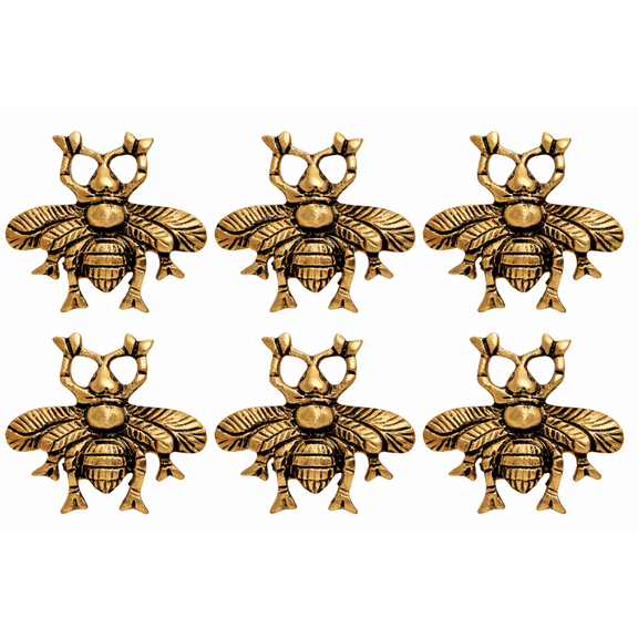 6 Pack Antique Gold Bee Cabinet Knobs, Decorative Bumble Bee Drawer Pulls for Kitchen Cabinets, Dressers, Closets & Furniture