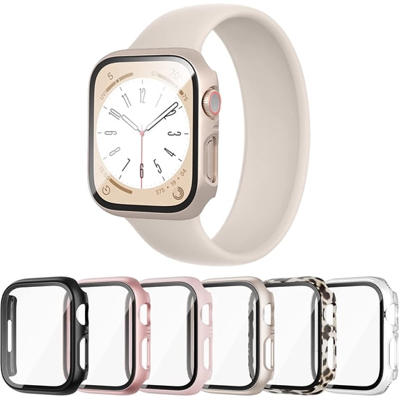 6 Pack for Apple Watch Series 3 42mm Hard Case with Built-in Tempered Glass Screen Protector, Overall Full Protective Bumper PC Cover for iwatch 3/2/1 42mm Accessories