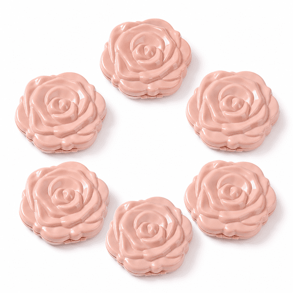 6 Pack Apricot Pink Rose Compact Mirrors, Flower-Shaped Folding Double Mirrors for Purses, Travel and Party Favors