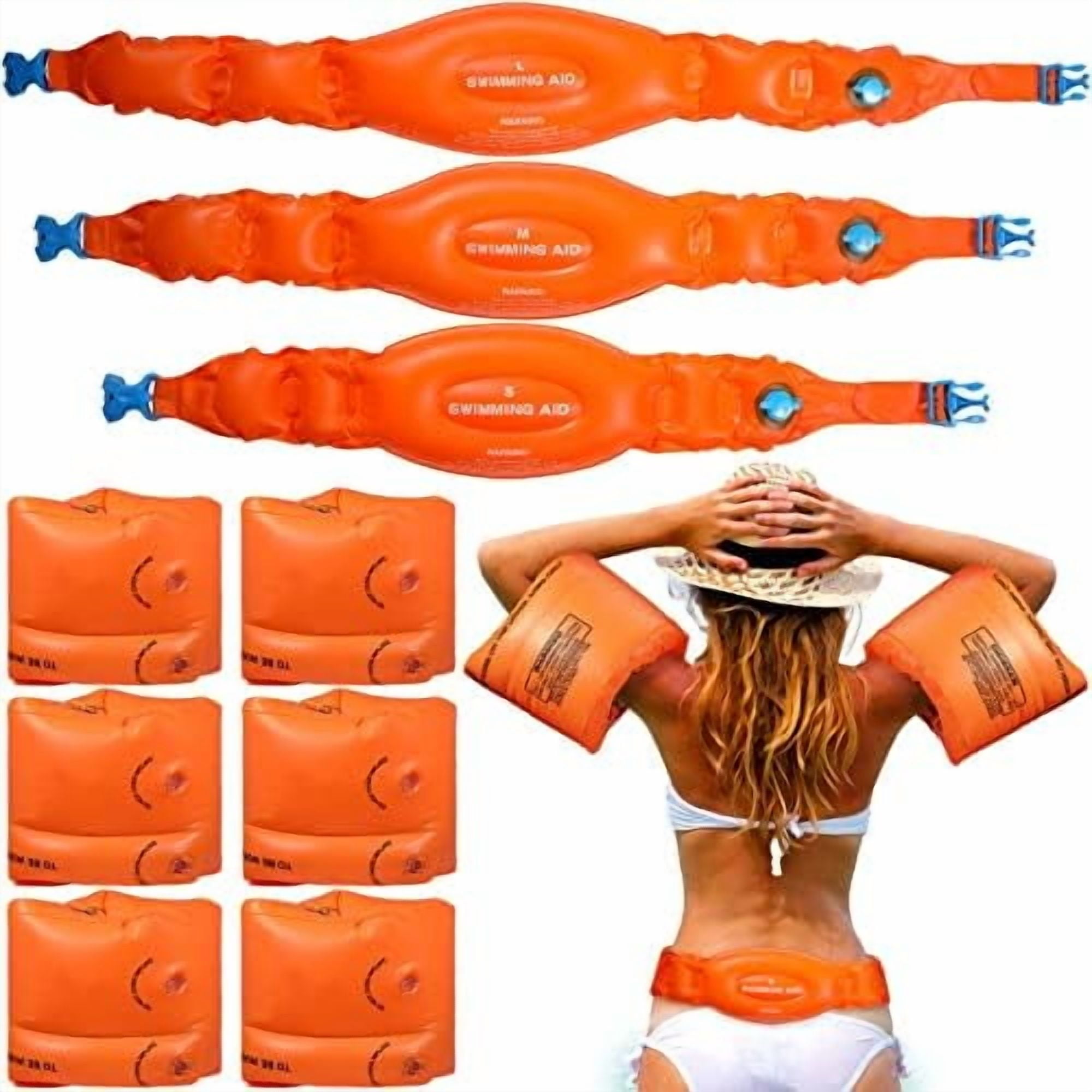 6 Pack Arm Floaties for Adults Swimming Belt Floats Portable Inflatable ...