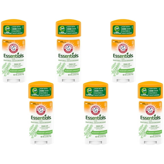ARM & HAMMER Essentials Natural Deodorant Fresh Rosemary Lavender2.50 oz (Pack of 6)